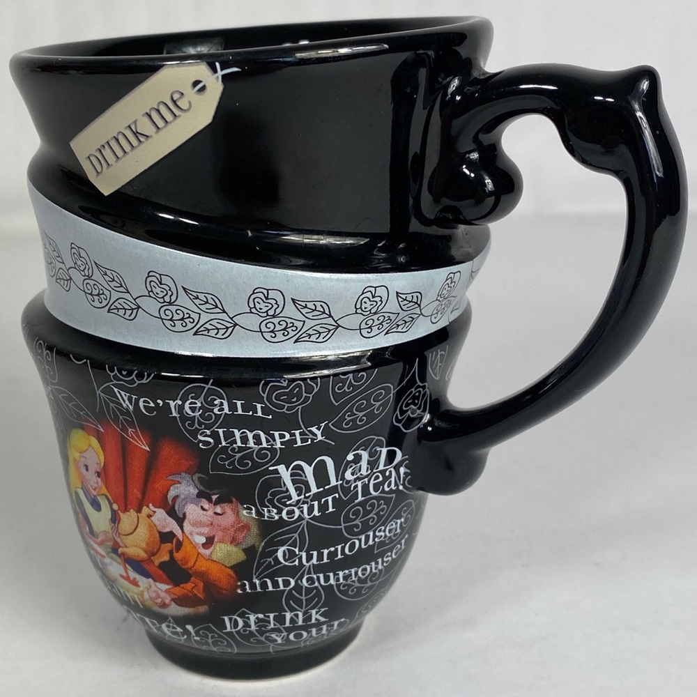 Disney Black Alice in Wonderland 'Mad Tea' Ceramic Stackable Mug Set